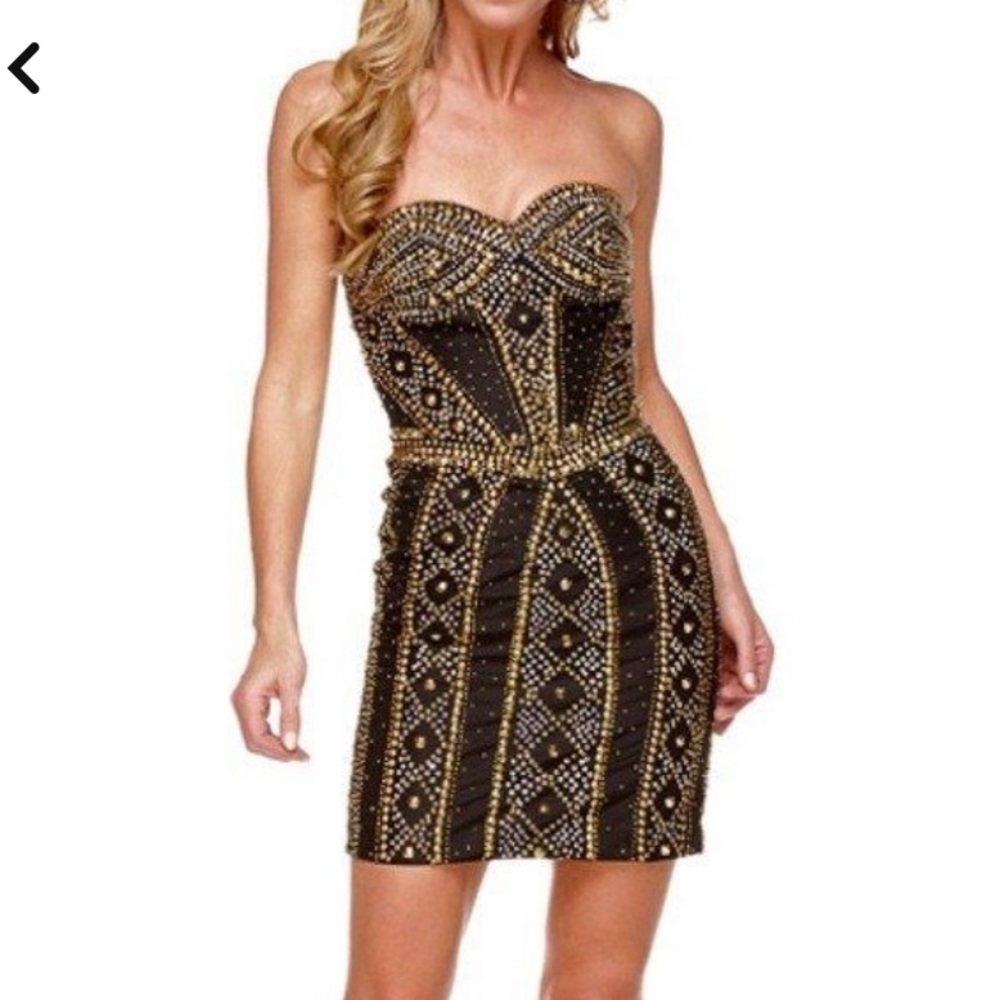 Gorgeous Strapless Dress, Beading and Studs, Worn Once.